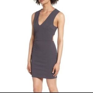 Soprano Dress Mini Bodycon Crossback Stretchy V-Neck Backless Gray Women's XL